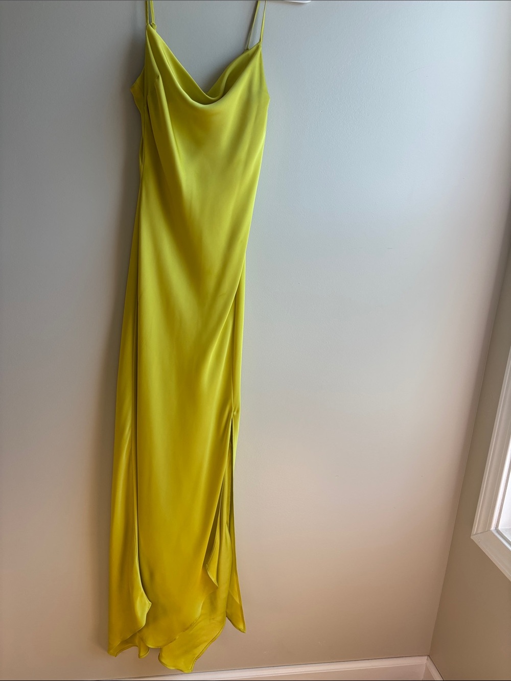Express Lemon Yellow Satin Slip Maxi Dress